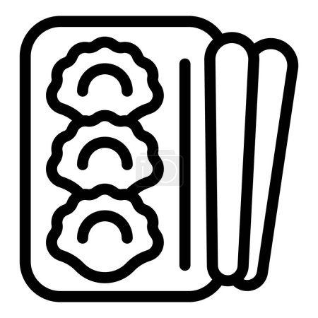 Téléchargez les illustrations : Vapeur pelmeni icône contour vecteur. Des raviolis asiatiques. Variété de farine noire - en licence libre de droit