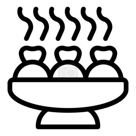 Téléchargez les illustrations : Boulettes chaudes stand icône alimentaire contour vecteur. Dim sum gyoza. Manti khinkali - en licence libre de droit