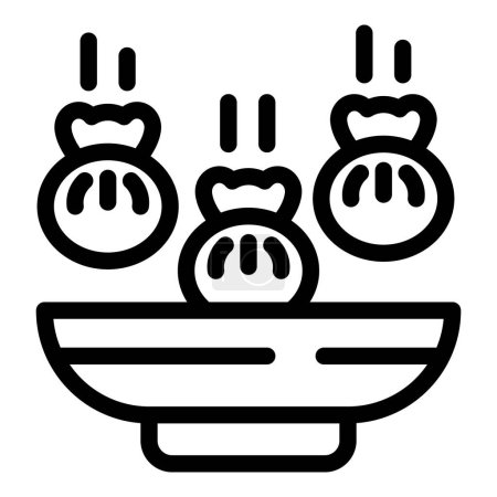 Téléchargez les illustrations : Boulettes de cuisson rapide icône contour vecteur. Cuisine cuisinière. Pâtes alimentaires farcies - en licence libre de droit