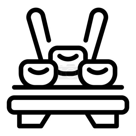 Téléchargez les illustrations : Boulettes asiatiques stand icône contour vecteur. Cuisine cuisinière. Wonton ravioli - en licence libre de droit