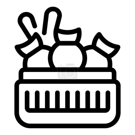 Téléchargez les illustrations : Dumplings panier icône contour vecteur. Préparez la cuisine. Alimentation variée - en licence libre de droit