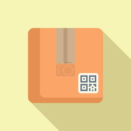 Illustration for Parcel scan bar code icon flat vector. Sign pay cell. Smart bar - Royalty Free Image