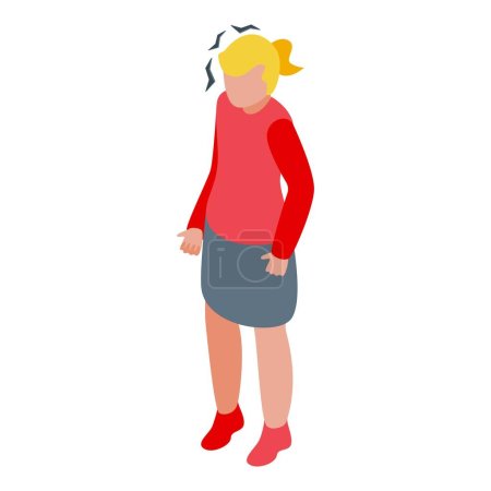 Illustration for Woman headache icon isometric vector. Sleep problem. Spasm woke nerve - Royalty Free Image