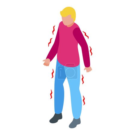 Illustration for Convulsion all body icon isometric vector. First aid injury. Spasm figure - Royalty Free Image
