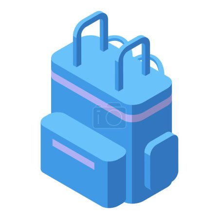 Illustration for Blue courier backpack icon isometric vector. Box rider. Store grocery - Royalty Free Image