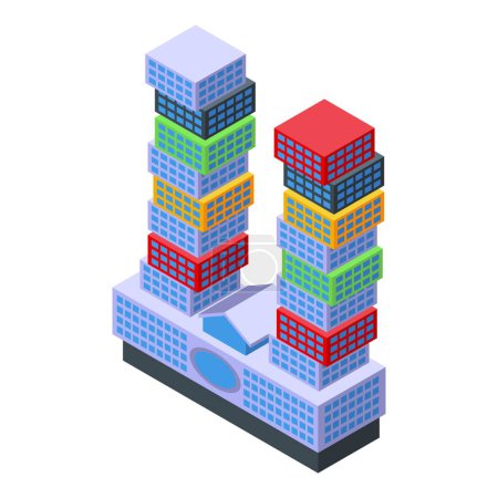 Illustration for Tower state icon isometric vector. Festival city. Emblem center pride - Royalty Free Image