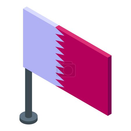 Illustration for Qatar flag icon isometric vector. Notable crowd arena. Sport city - Royalty Free Image