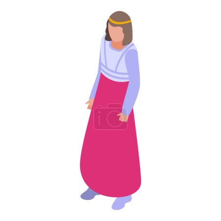Illustration for Qatar female person icon isometric vector. Crowd arena. Center nation - Royalty Free Image