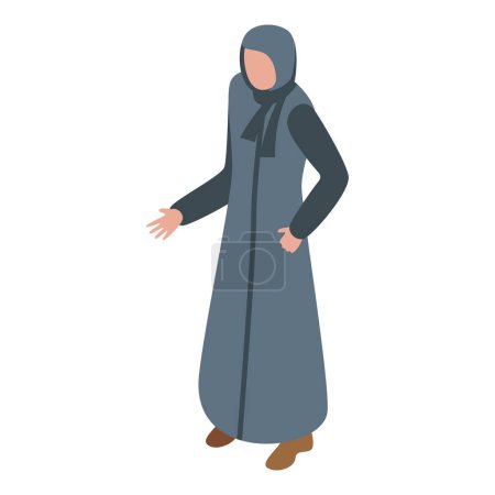 Illustration for Qatar arabian female icon isometric vector. Tall nation. Arabic festival - Royalty Free Image