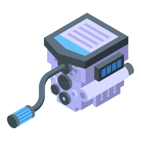 Illustration for Motor hydrogen icon isometric vector. Vehicle bio creation. Water gas - Royalty Free Image