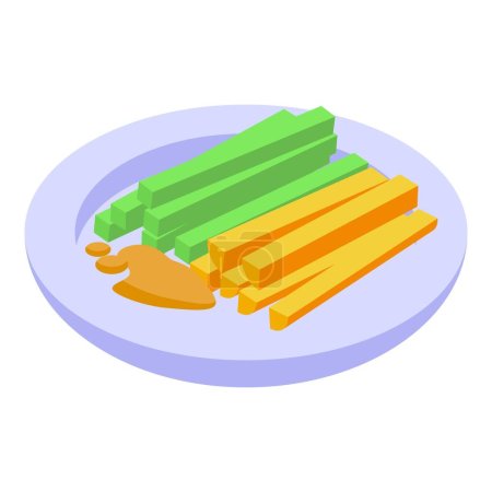 Illustration for Tahini food drops icon isometric vector. Plate cream. Asian food - Royalty Free Image