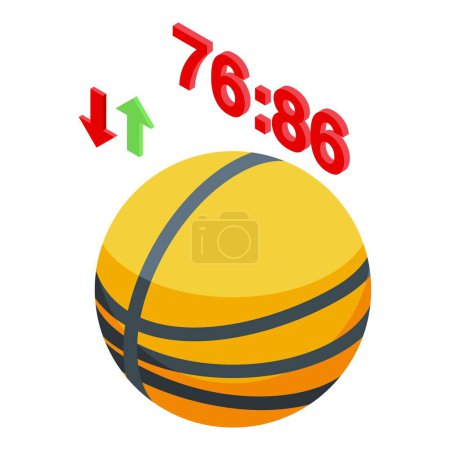 Ilustración de Deporte icono de noticias de baloncesto vector isométrico. Presentador de medios. Escritorio de vídeo - Imagen libre de derechos