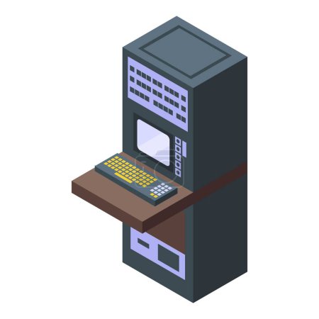Old science computer icon isometric vector. Sun observatory. Space exploration