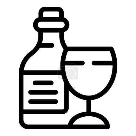 Illustration for French bottle wine icon outline vector. Travel art gallery. Nation culture - Royalty Free Image
