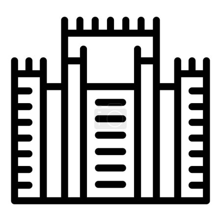 Ilustración de Castillo icono de la ciudad contorno vector. Lisboa ciudad de Europa. Día de la cultura turística - Imagen libre de derechos