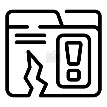 Illustration for Loss data folder icon outline vector. Broken computer. Fail bug attack - Royalty Free Image