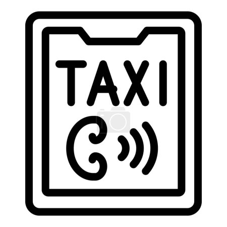 Taxi service d'appel icône contour vecteur. Service de cartes. Lecteur mobile