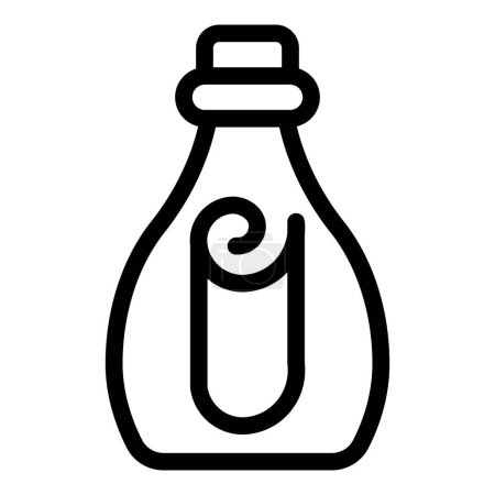 Illustration for Empty sea glass icon outline vector. Message bottle. Post water sos - Royalty Free Image