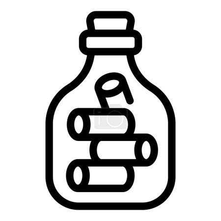 Illustration for Island message bottle icon outline vector. Mail lost. Letter pirate - Royalty Free Image
