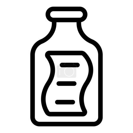Illustration for Ocean message bottle icon outline vector. Marine signal. Glass cork - Royalty Free Image