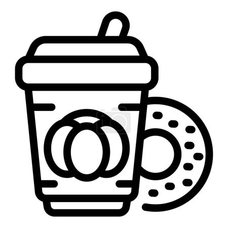 Beber donut latte icono contorno vector. Receta de frappe. Bebida de otoño