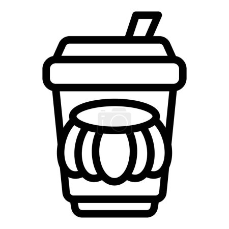 Dark iced latte icon outline vector. Pumpkin latte. Recipe food spice