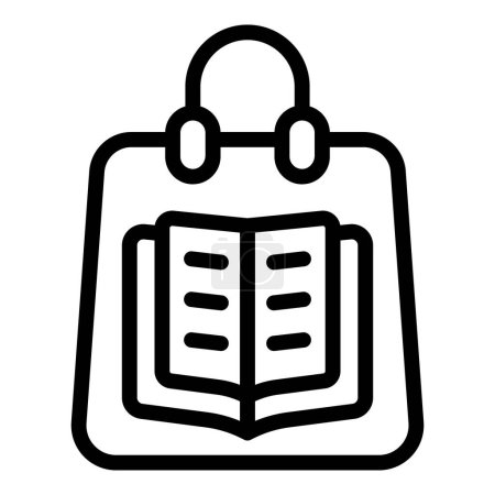 Illustration for Shop bag books icon outline vector. Open shop read. Learning data - Royalty Free Image