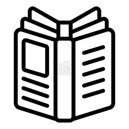 Téléchargez les illustrations : Ouvrir un nouveau vecteur de contour d'icône de livre. Volume du lexique. Découvrir littéraire - en licence libre de droit