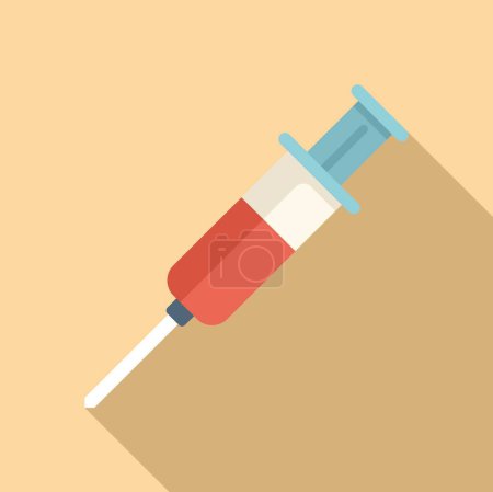 Illustration for Syringe animal injection icon flat vector. Veterinary help. Sick operation - Royalty Free Image