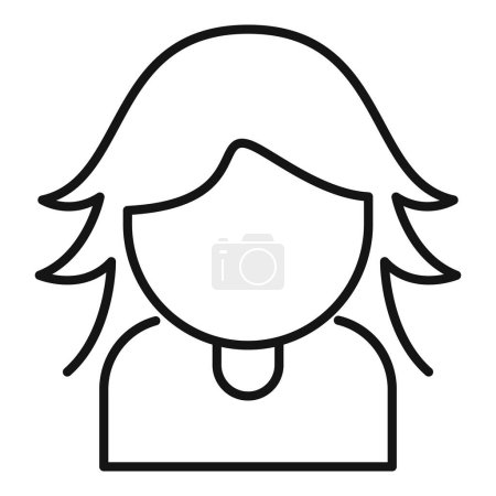 Téléchargez les illustrations : Lady coiffure icône contour vecteur. Portrait de femme. Coiffure modèle - en licence libre de droit