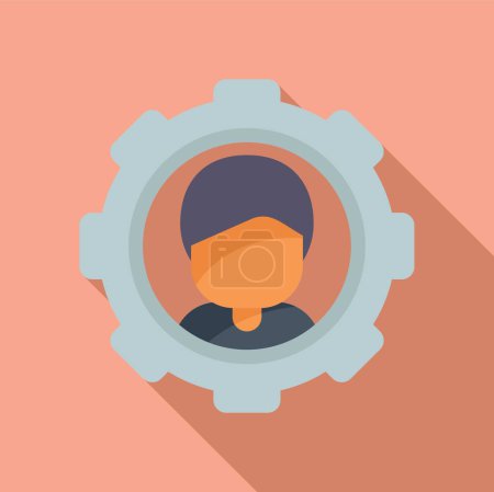 Illustration for Gear person project icon flat vector. Person work team. Financial gear - Royalty Free Image
