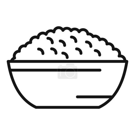 Illustration for Lentil full bowl icon outline vector. Agriculture nutrition. Template plate energy - Royalty Free Image