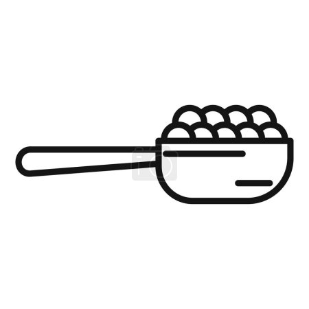 Illustration for Wood spoon of lentil icon outline vector. Farmer food. Plant energy farmer - Royalty Free Image