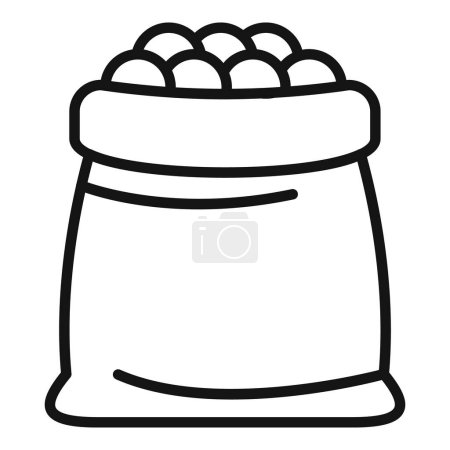 Illustration for Full sack of lentil icon outline vector. Eco farming product. Grain soup food - Royalty Free Image