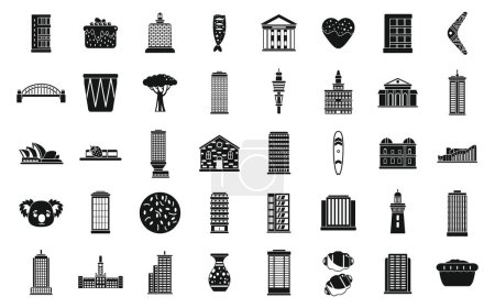 Illustration for Sydney icons set simple vector. Australia city. Building architecture house - Royalty Free Image