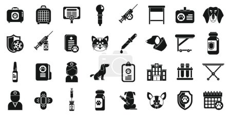 Illustration for Pet vaccination icons set simple vector. Doctor medical vet. Veterinary puppy - Royalty Free Image