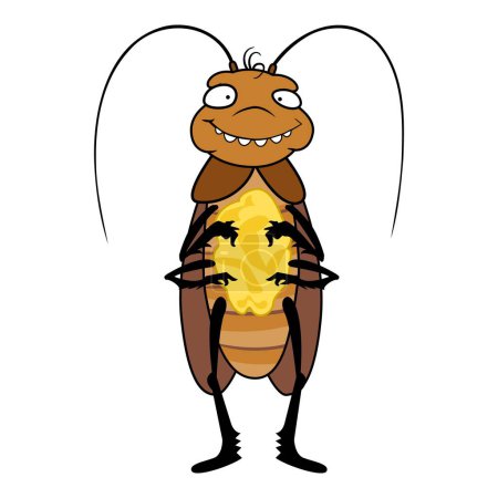 Téléchargez les illustrations : Manger vecteur de dessin animé icône cafard. Un insecte américain. Tête morte - en licence libre de droit