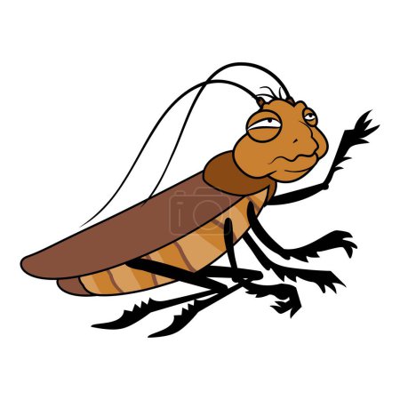 Téléchargez les illustrations : Vermine icône cafard dessin animé vecteur. Peste brune. Caractère insecte bug - en licence libre de droit