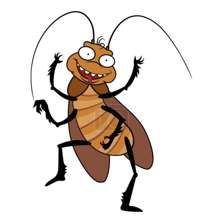 Téléchargez les illustrations : Vecteur de dessin animé icône cafard dansant. Insecte biologique. Antenne nature - en licence libre de droit