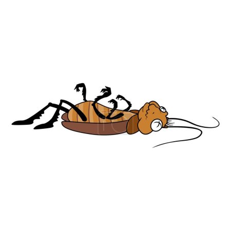 Téléchargez les illustrations : Insecte cafard mort icône dessin animé vecteur. La punaise. Lutte antiparasitaire drôle - en licence libre de droit