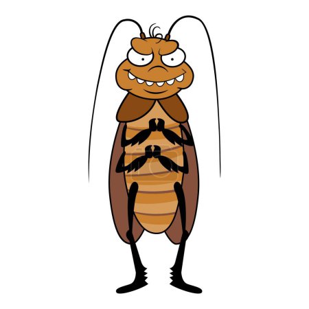 Téléchargez les illustrations : Prêt vecteur de dessin animé icône cafard peur. Un insecte. Flippant mort - en licence libre de droit