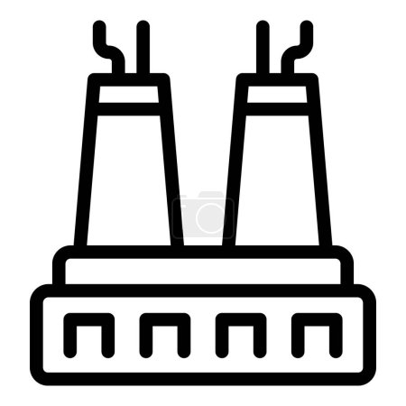 Smoke nuclear station icon outline vector (en inglés). Planta de construcción. Quemadura atómica