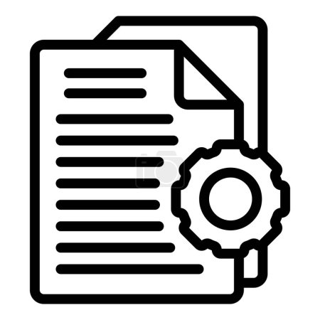 Ilustración de Engranaje icono del sistema de documento contorno vector. Transcribir asistente. Sistema oscuro - Imagen libre de derechos