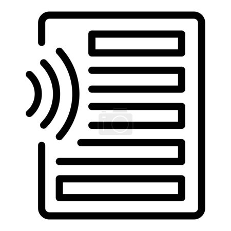 Téléchargez les illustrations : Fichier texte icône contour vecteur. Audio étudiant académique. Reconnaissance vocale - en licence libre de droit