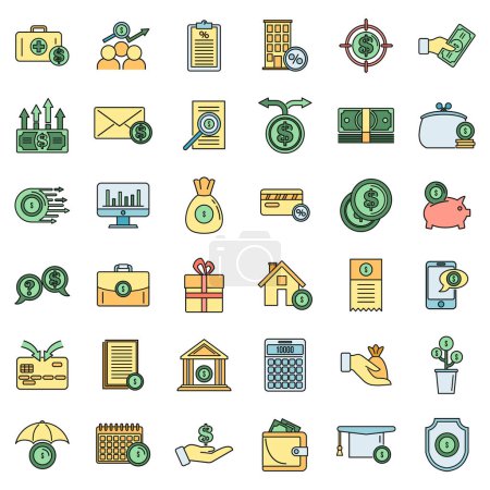 New subsidy icons set. Outline set of new subsidy vector icons thin line color flat on white