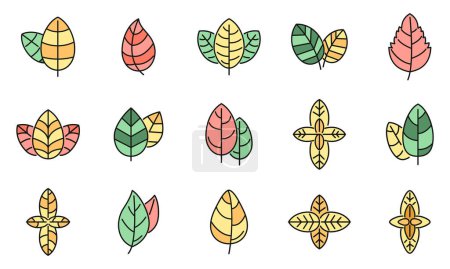 Agriculture basil icons set outline vector. Aroma leaf. Aromatic healthcare