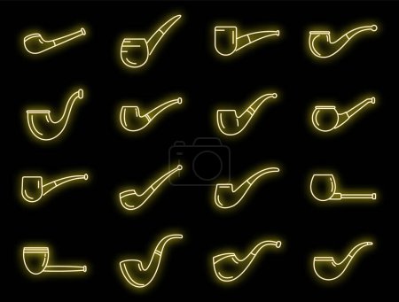 Smoking pipe icons set outline vector. Luxury tobacco. Wood accessory