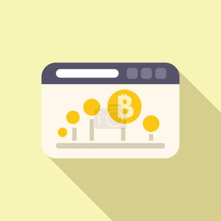 Illustration for Online bitcoin currency icon flat vector. Device mobile system. Decline salary - Royalty Free Image
