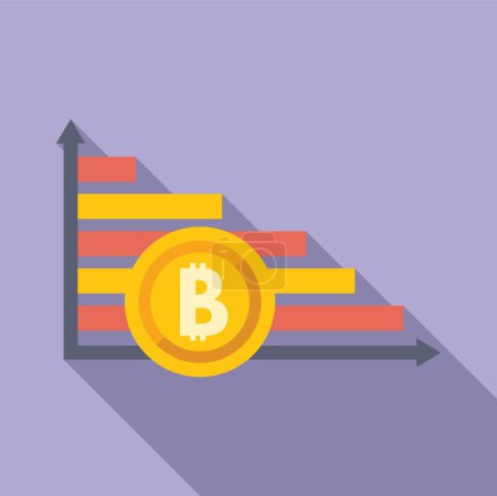 Illustration for Bitcoin graph icon flat vector. Gain financial system. Data price salary - Royalty Free Image