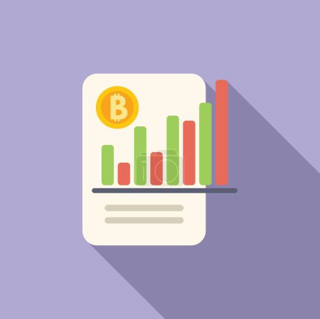 Illustration for Data tech system icon flat vector. Bitcoin monetary. Pay graph finance - Royalty Free Image